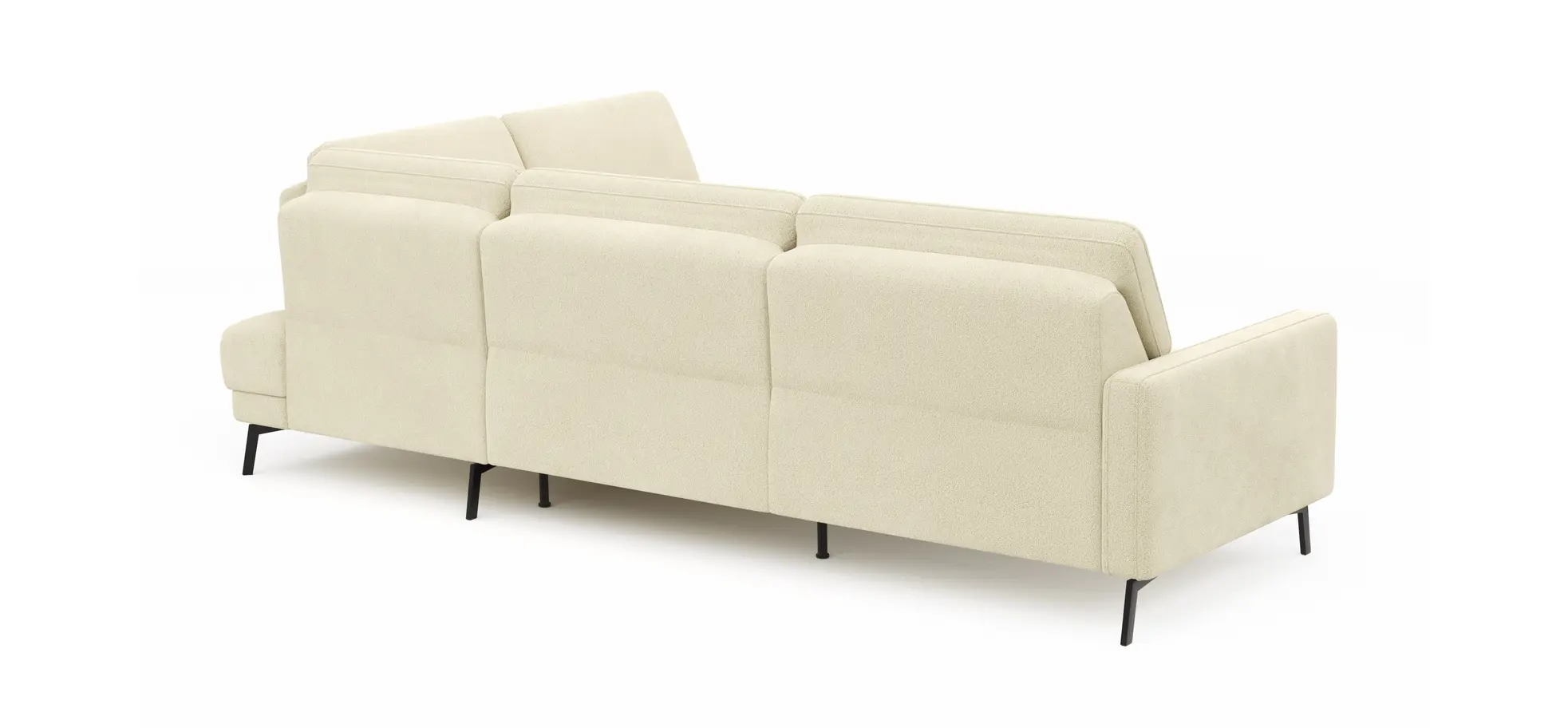 Ecksofa Valera - 3-Sitzer mit Ecke rechts inkl. Rückenlehne verstellbar, Stoff, Natur