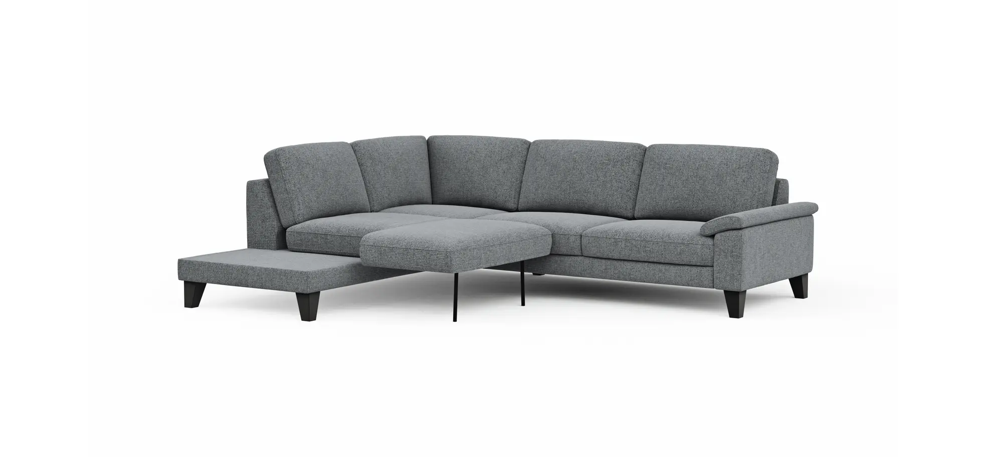 Ecksofa Oviedo - Ecke links mit 2,5-Sitzer inkl. Drehsitz, Stoff, Grau