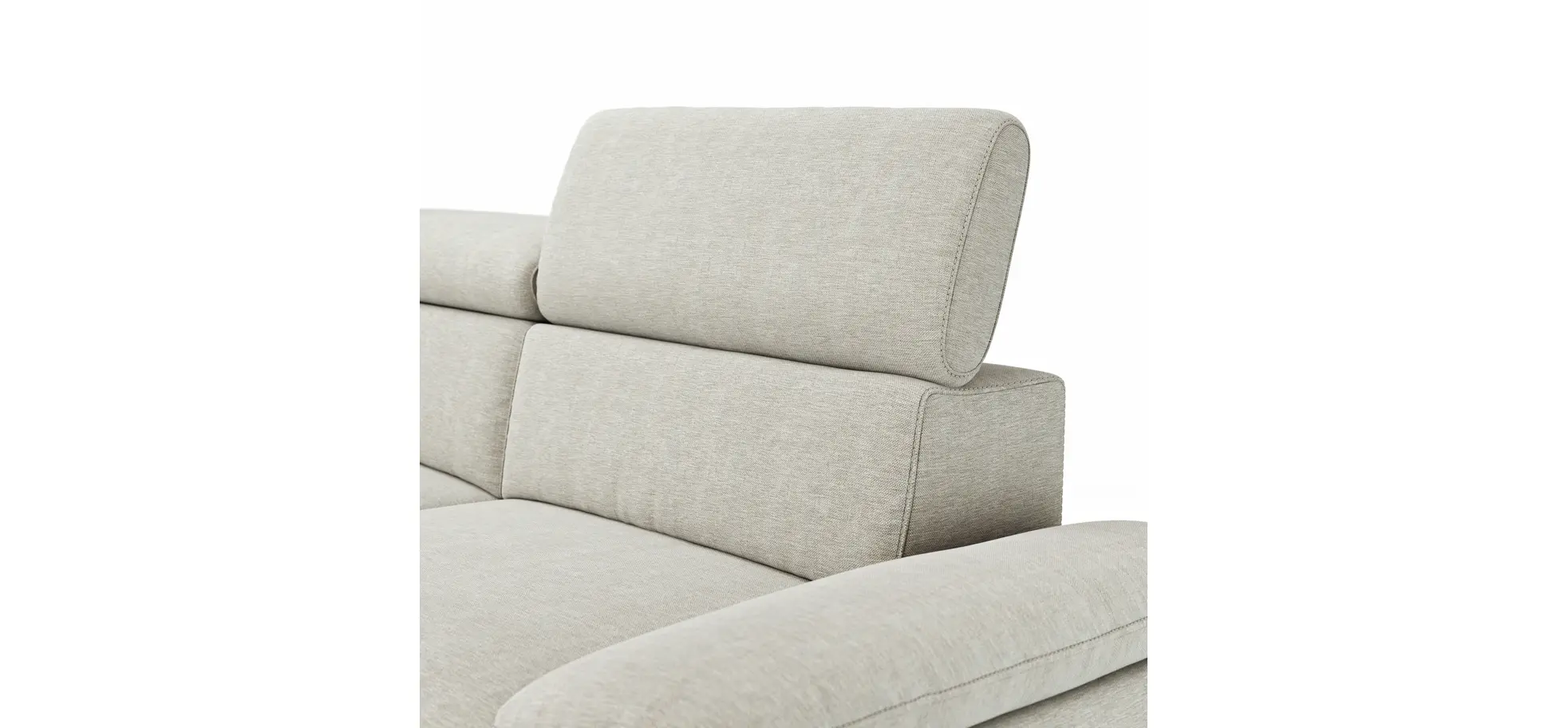 Ecksofa Felipa - Longchair links mit 2,5-Sitzer inkl. Armlehne verstellbar und Rückenlehne/Sitztiefe verstellbar (motorisch), Stoff, Natur