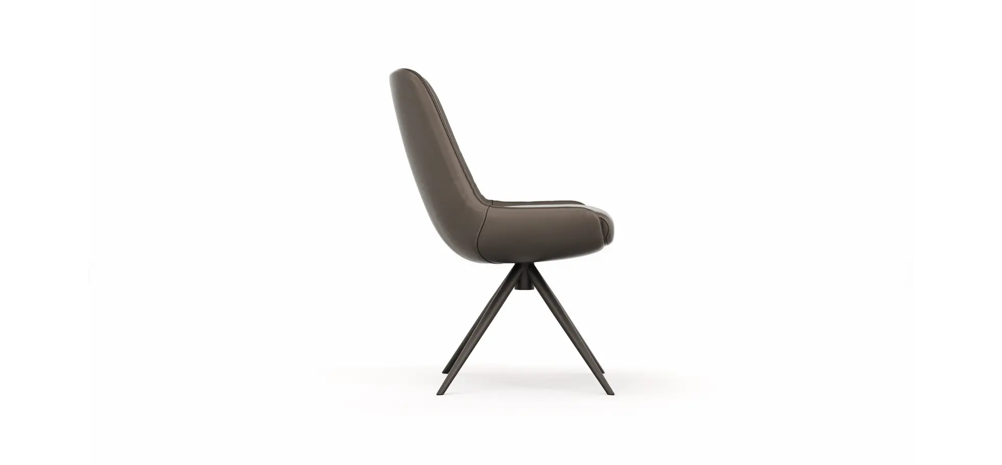 Stuhl Mis - Leder, Dunkelbraun, Drehbar, Gestell, Schwarz