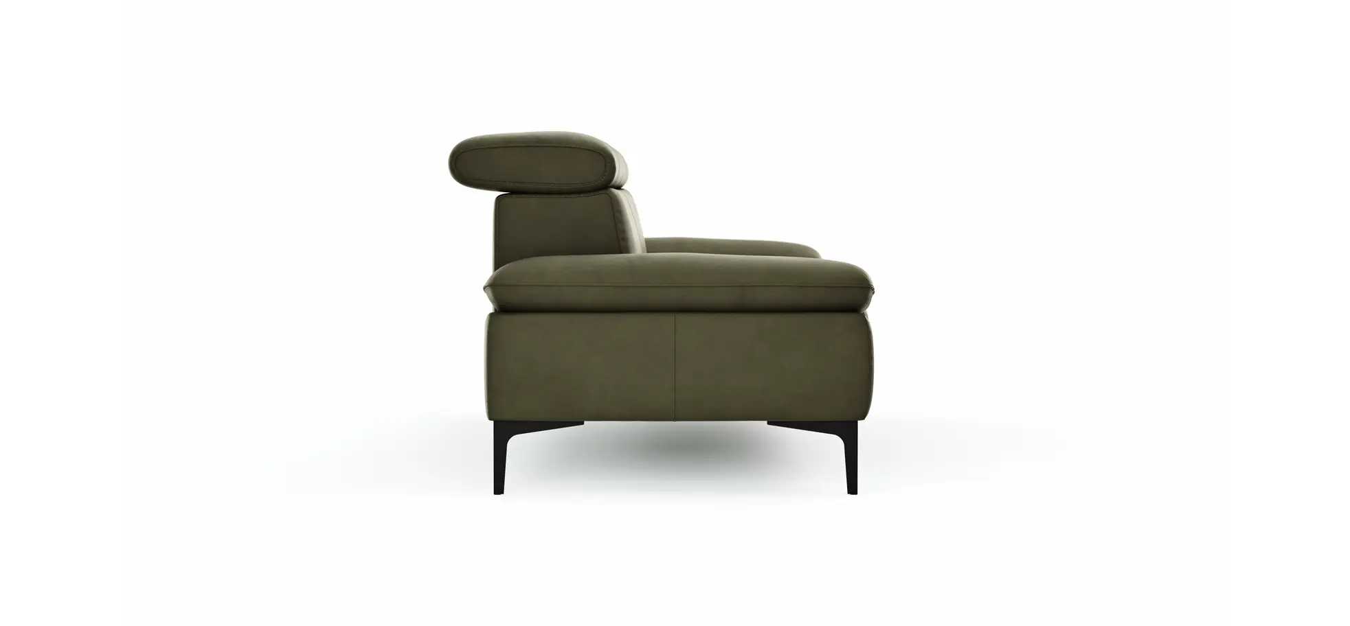 Sofa Felipa - 3-Sitzer inkl. Kopfteil verstellbar, Leder, Olive