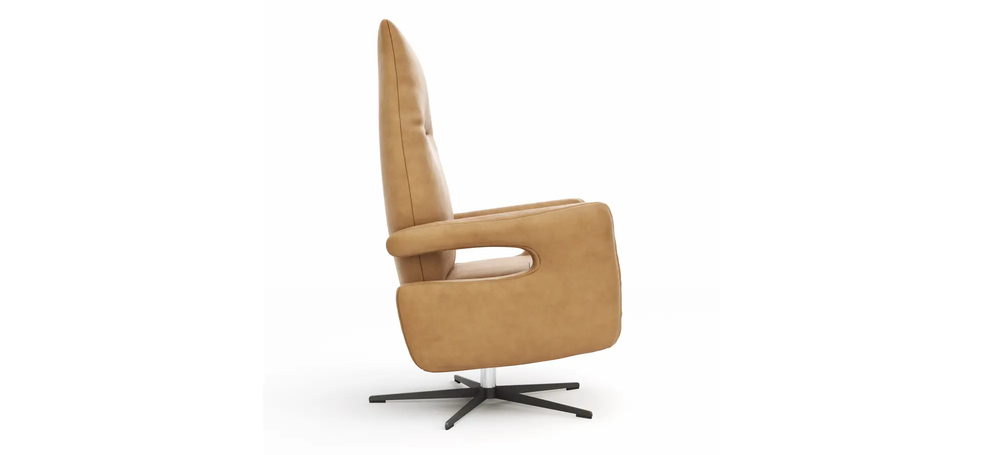 Relaxsessel Lucero 2.0 -  Kopfteil/Fußteil/Rückenlehne verstellbar, Leder, Cognac