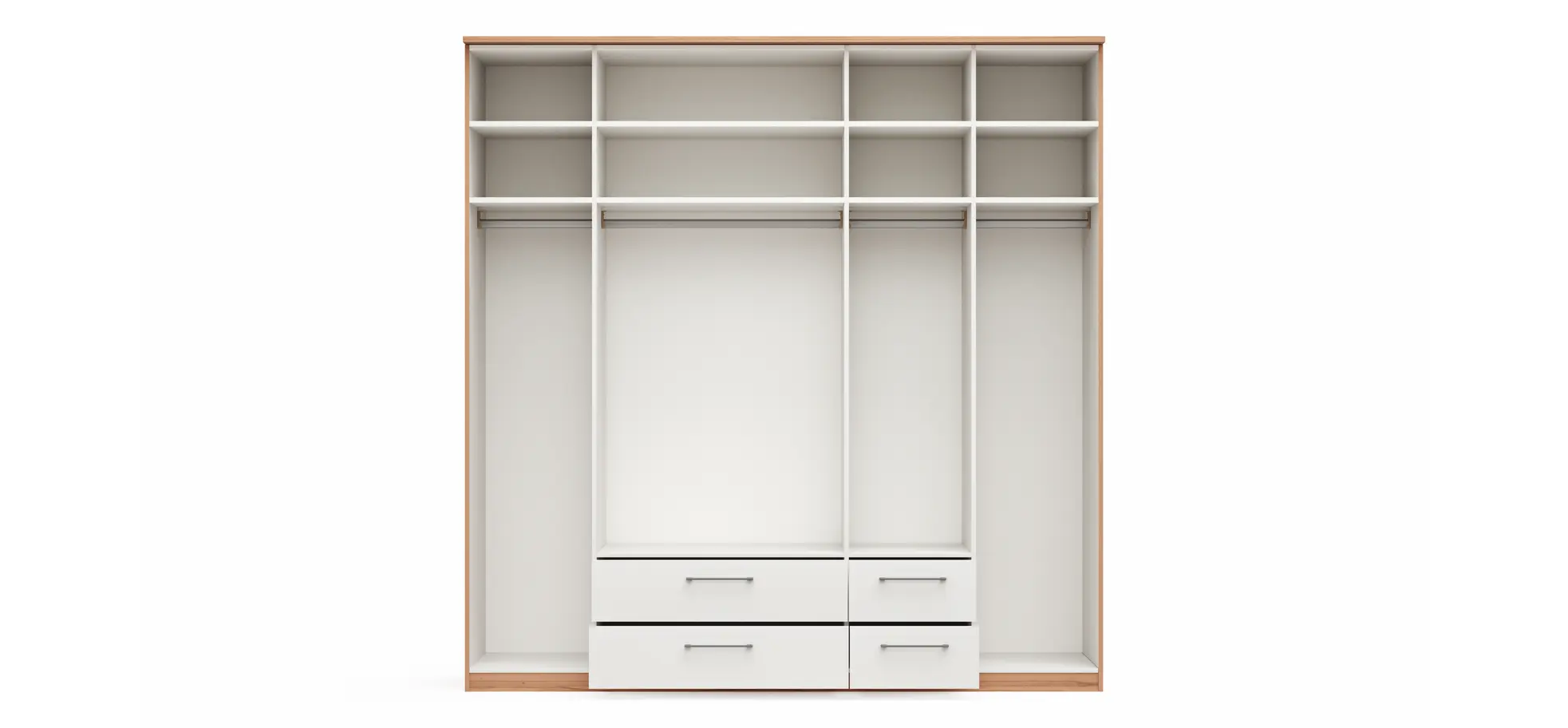 Drehtürenschrank Viana - B. ca. 225 cm, Furnier, Kernbuche, Weiß