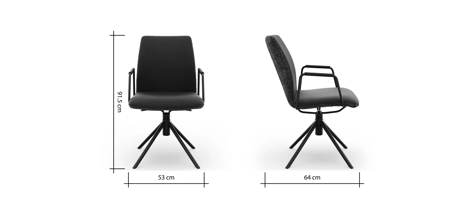 Armlehnstuhl Sedana - drehbar, Stoff, Dunkelgrau