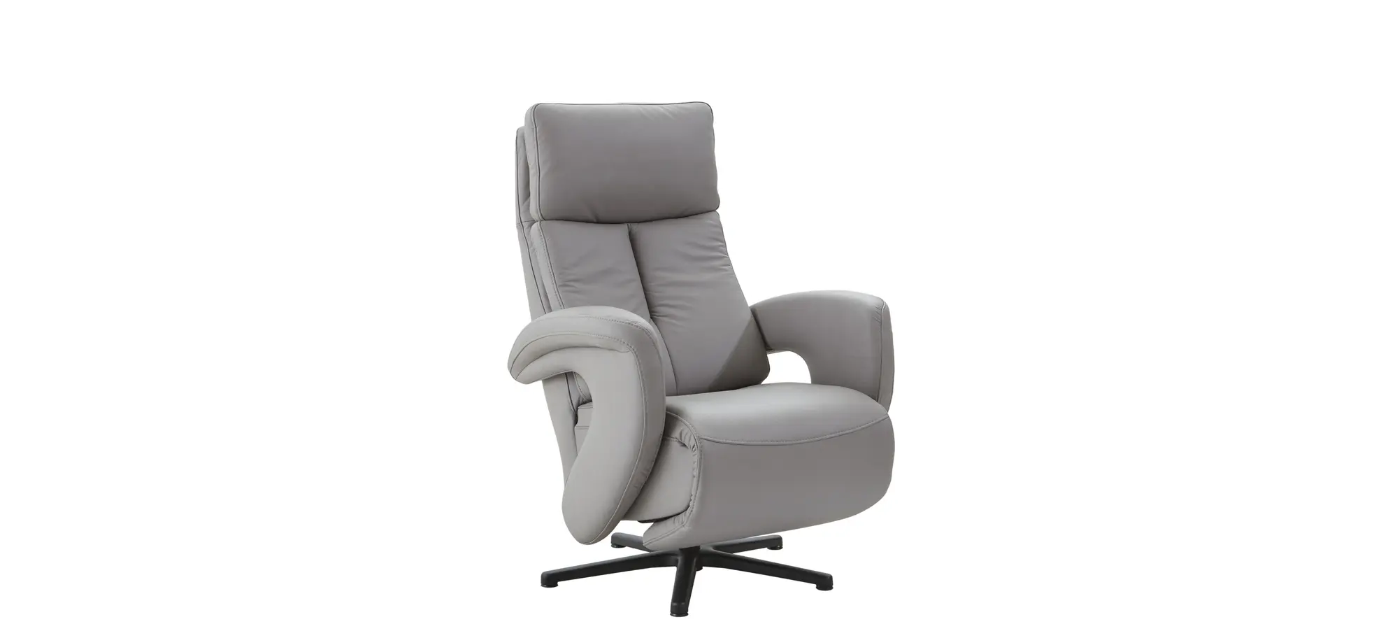 Relaxsessel Sitz.Konzept 4.0 - Größe M, Fußteil und Rückenlehne verstellbar (manuell), Leder, Grau 11889510