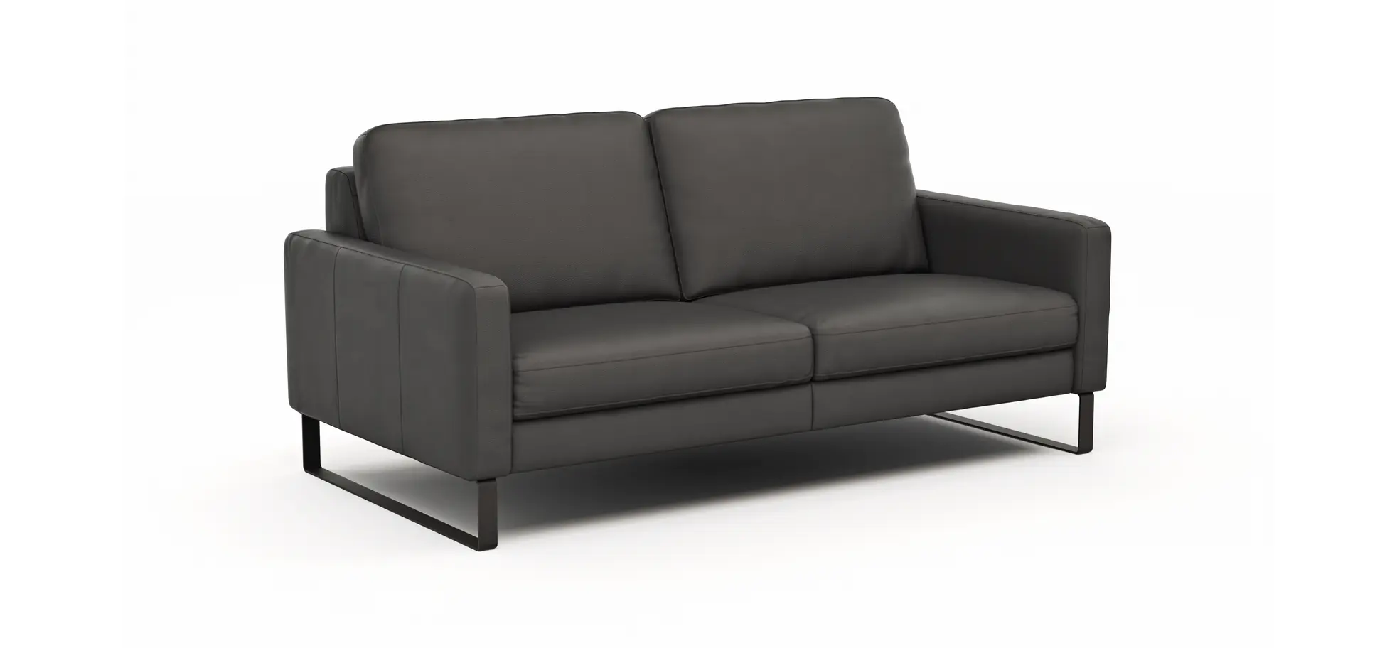 Sofa Enna - 3-Sitzer, Leder, Anthrazit