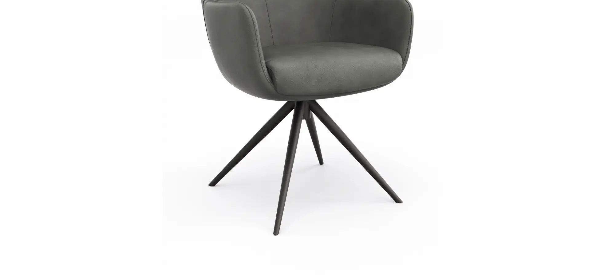 Armlehnstuhl Mis - Leder, Dunkelgrau, Gestell, Anthrazit