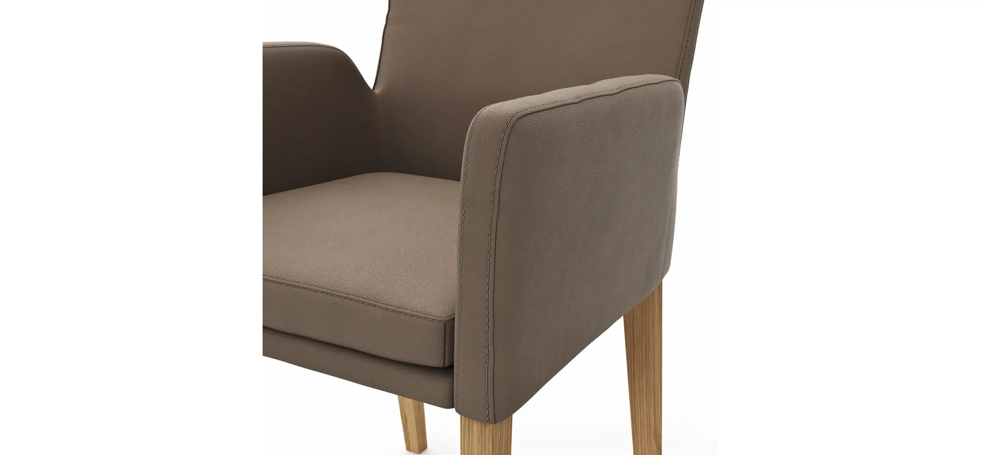 Armlehnstuhl Tuma - Leder, Kitt