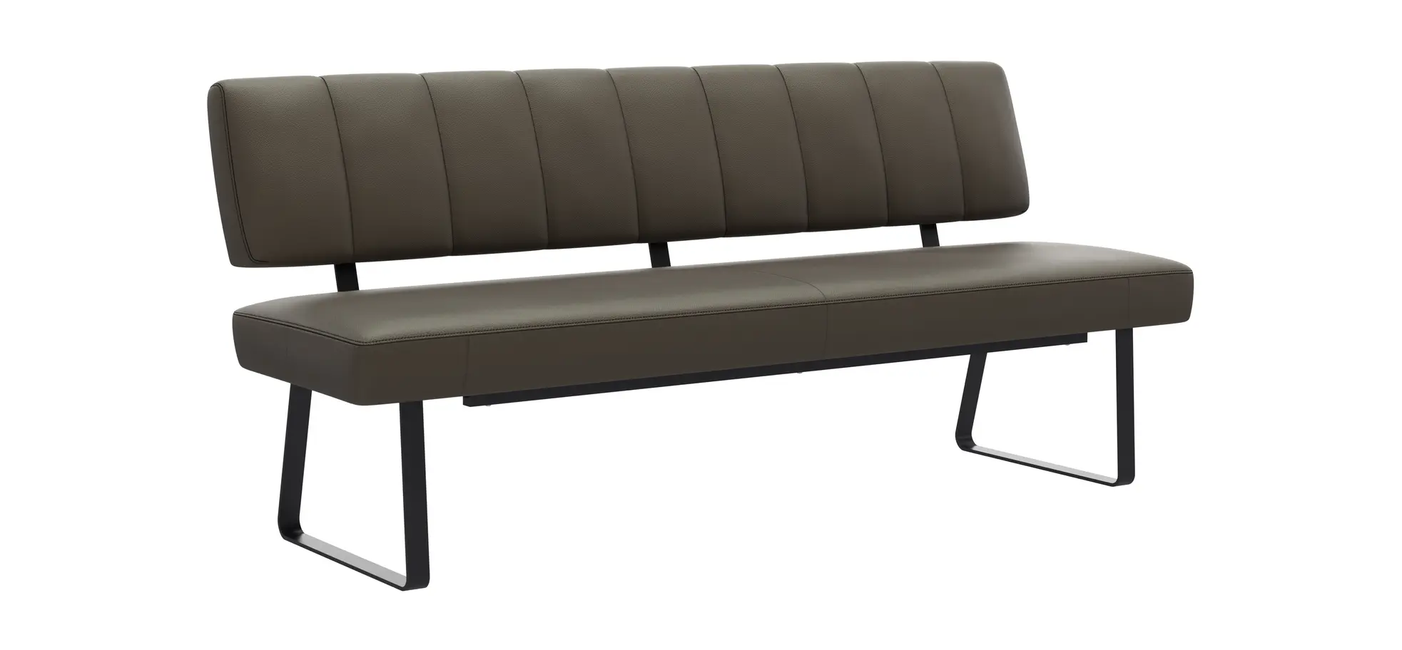 Polsterbank Carmelo - Breite ca. 183 cm, Leder, Olive 105661