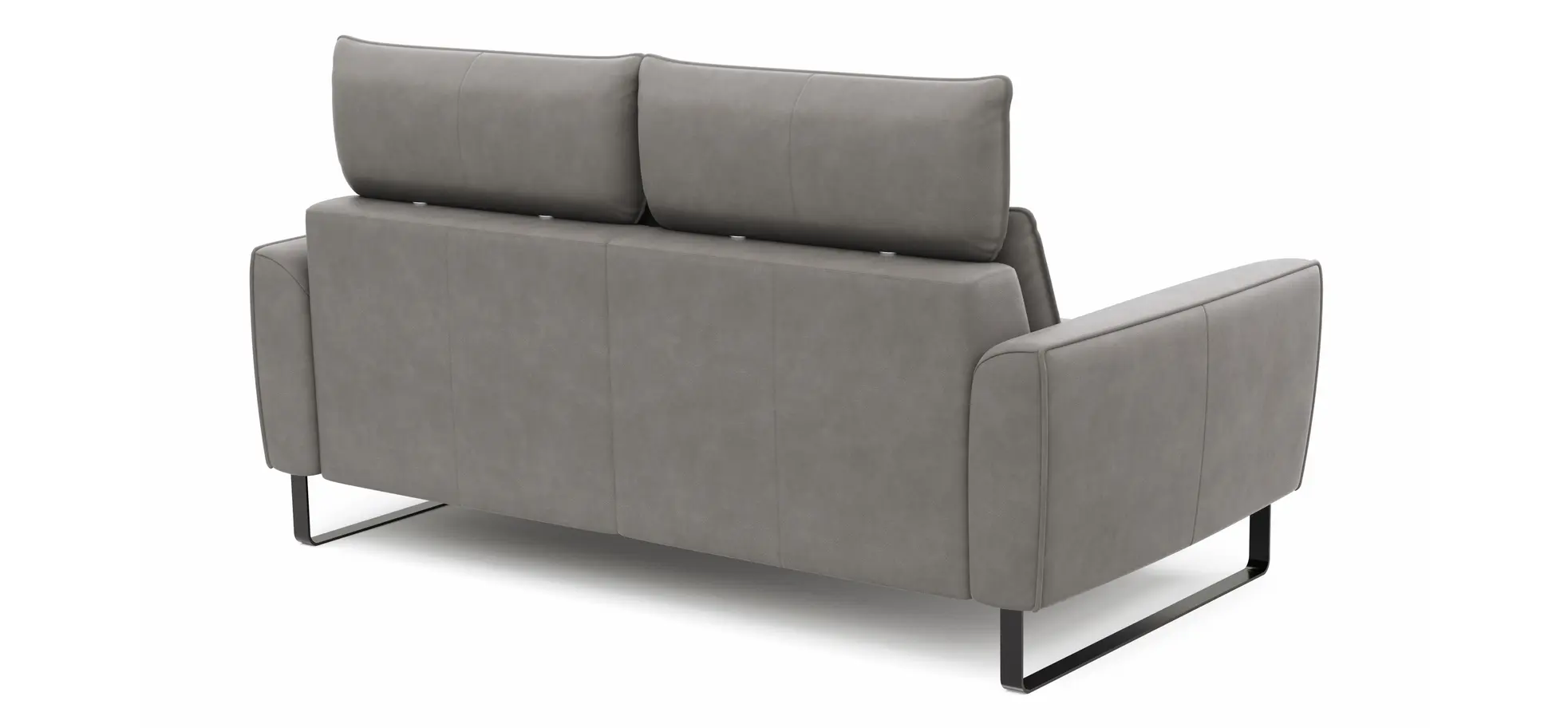 Sofa Avela - 2-Sitzer inkl. Kopfteil verstellbar, Leder, Steingrau