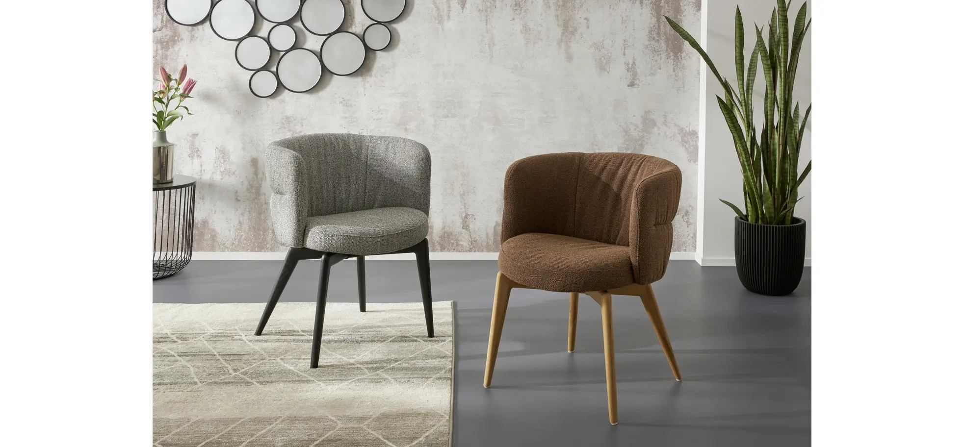 Armlehnstuhl Milana - Stoff, Cognac