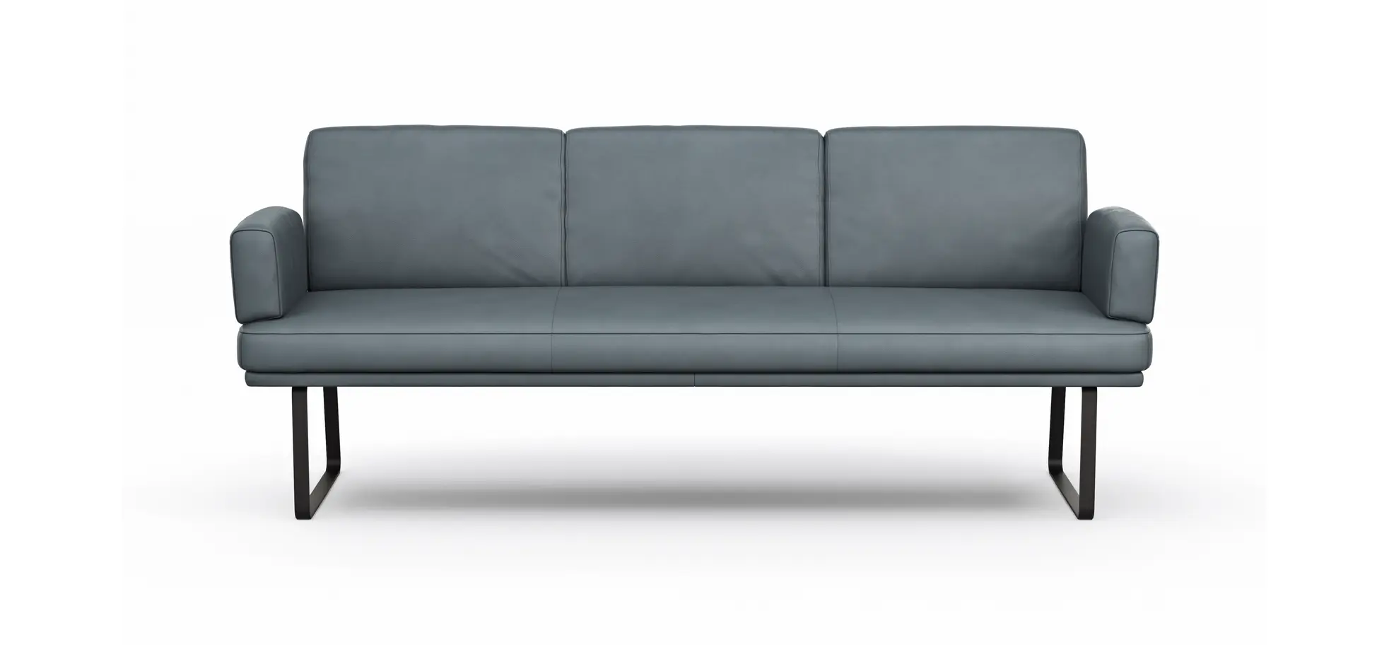 Bank Valloni - B ca. 221 cm, mit Arm- und Rückenlehne, Leder, Hellblau