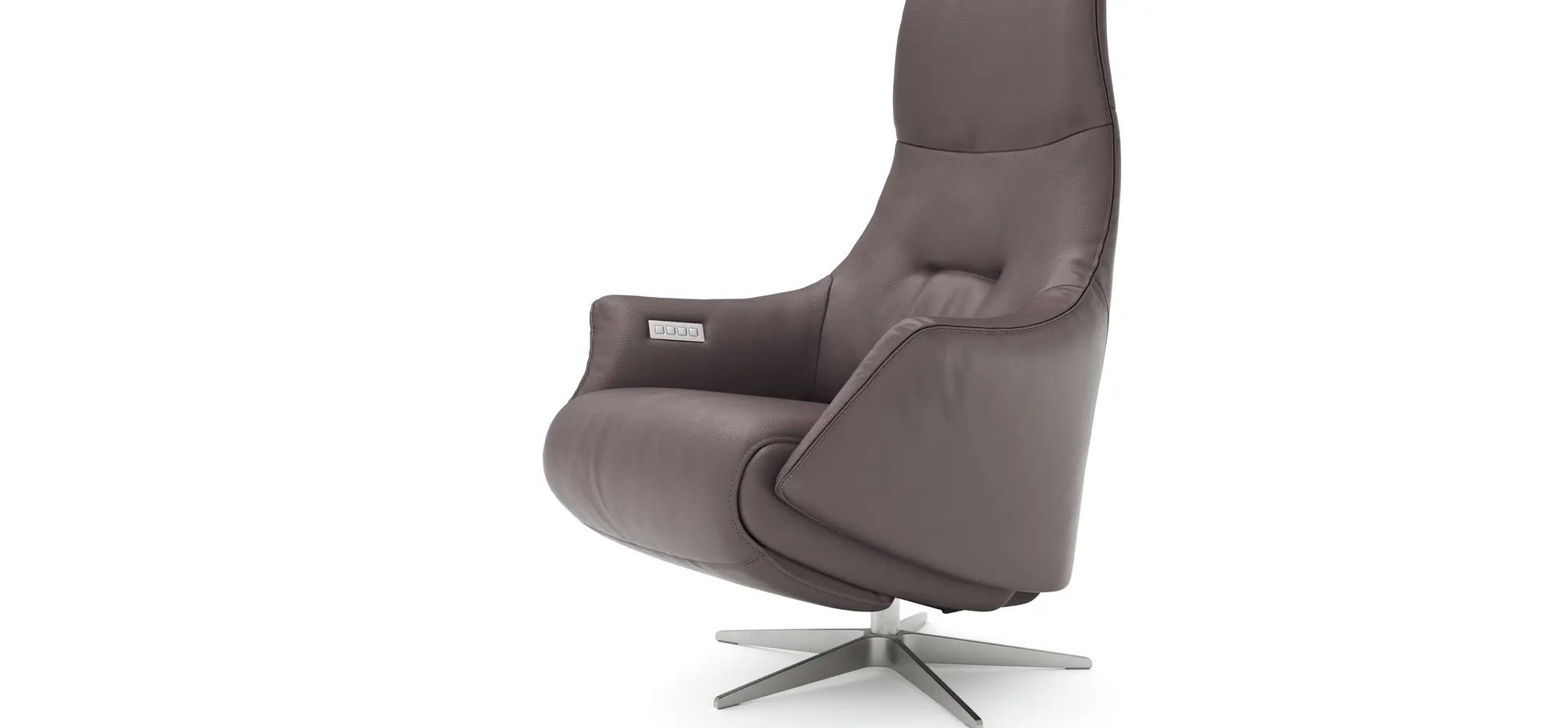 Relaxsessel Girona - Relaxfunktion (motorisch), Leder, Dunkelgrau