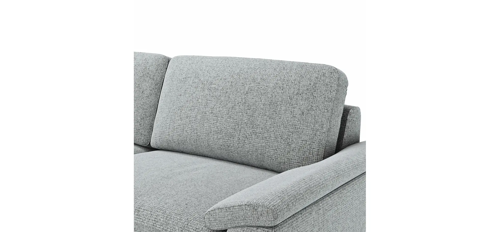 Ecksofa Oviedo - Ecke links mit 2,5-Sitzer inkl. Drehsitz, Stoff, Hellgrau