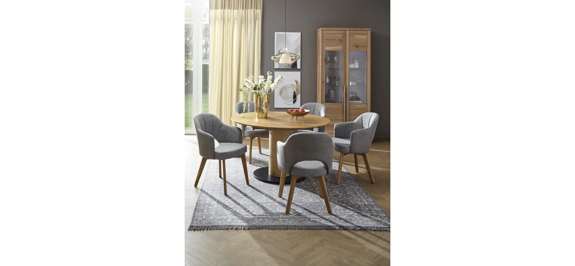 Esstisch 5000 - D ca. 130 cm, ausziehbar, Wildeiche Massiv