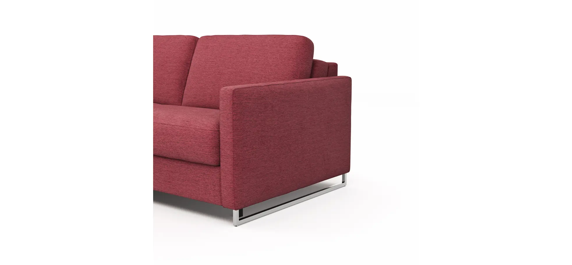 Ecksofa Nuoro - Longchair links mit 2-Sitzer inkl. Schlaffunktion und Bettkasten, Stoff, Rubin