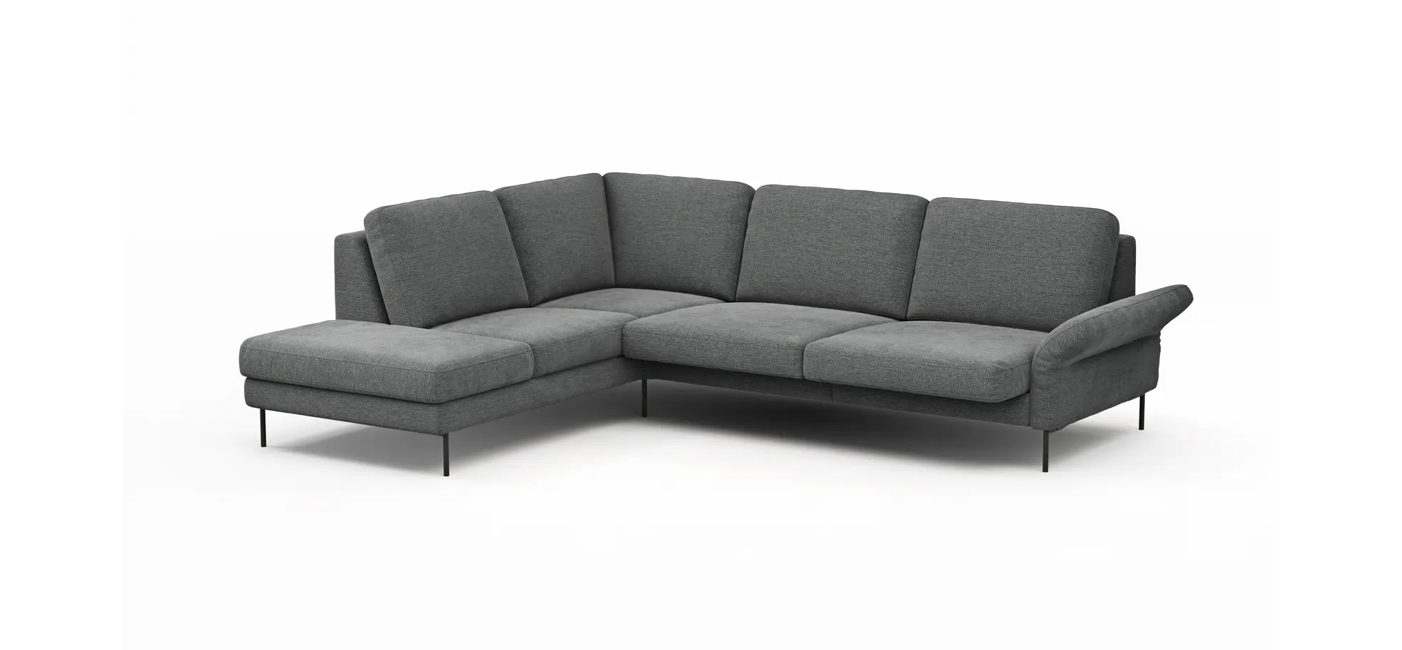 Ecksofa  Enna - Ecke links, 3-Sitzer, Sitzvorzug (motorisch), Stoff, Anthrazit