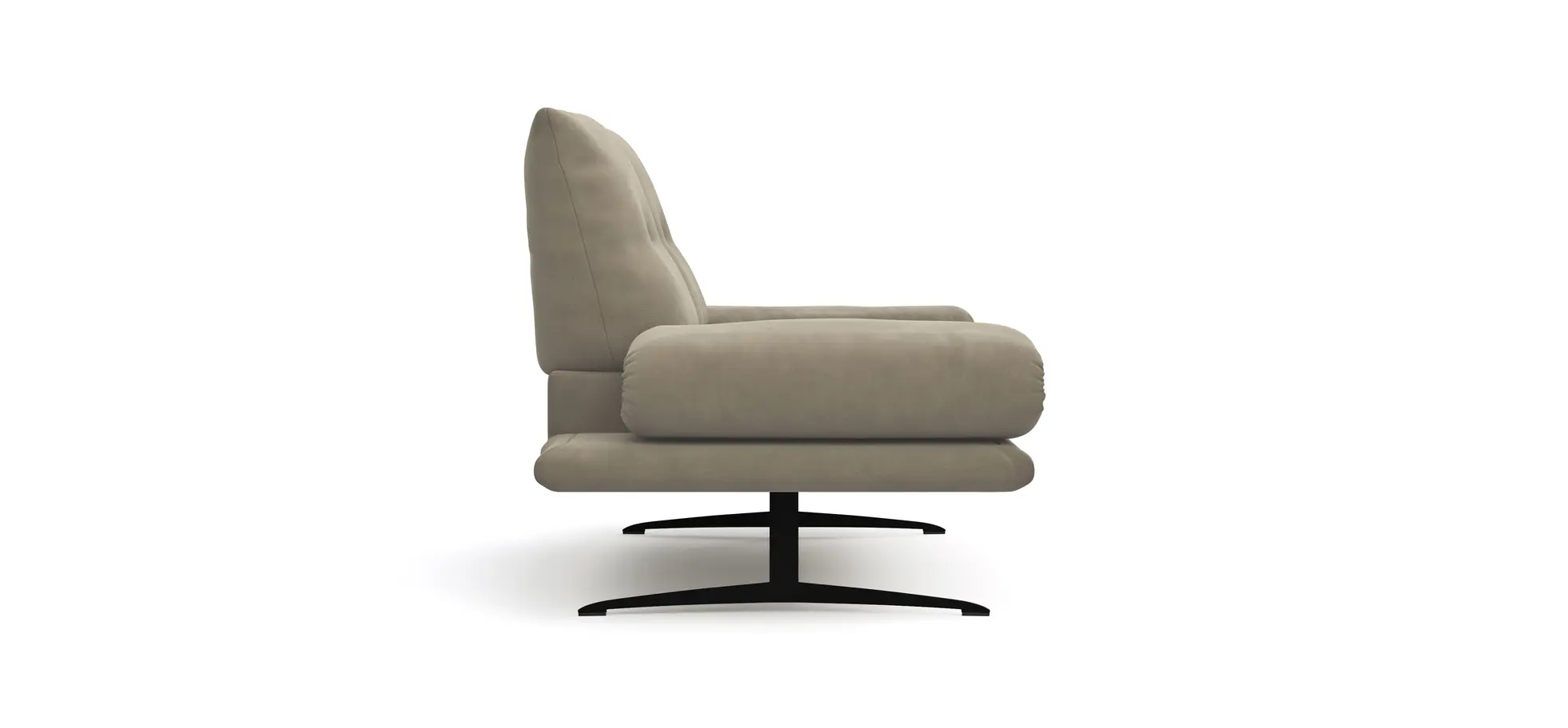 Sofa Lucero - 2,5-Sitzer inkl. Drehsitze und Armlehne/Rückenlehne und Sitztiefe verstellbar, Leder, Taupe 