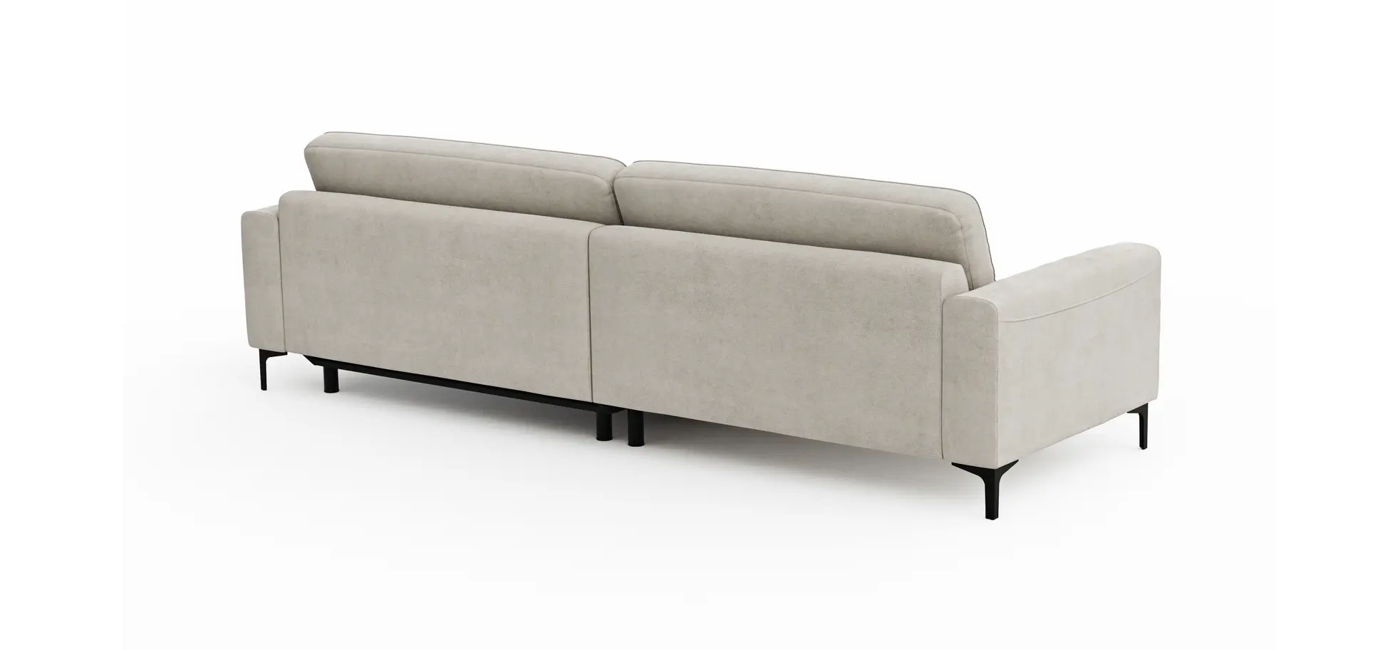 Ecksofa Oviedo - 1,5-Sitzer mit Longchair rechts inkl. Relaxfunktion (motorisch), Stoff, Natur