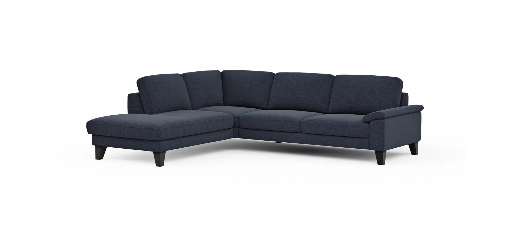 Ecksofa Oviedo - Ecke links mit 2,5-Sitzer inkl. Drehsitz, Stoff, Dunkelblau