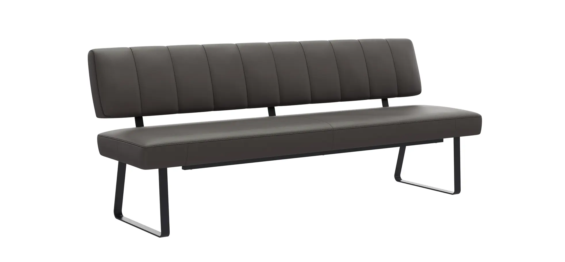 Polsterbank Carmelo - Breite ca. 203 cm, Leder, Steingrau 105664