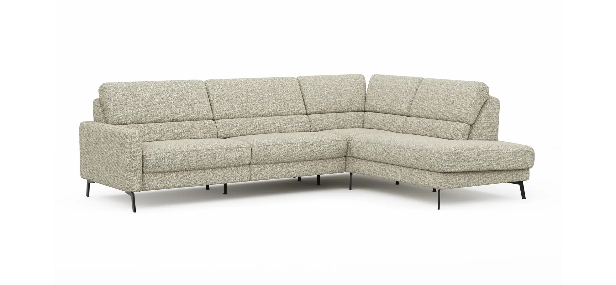 Ecksofa Valera - 3-Sitzer mit Ecke rechts inkl. Rückenlehne verstellbar, Stoff, Limone