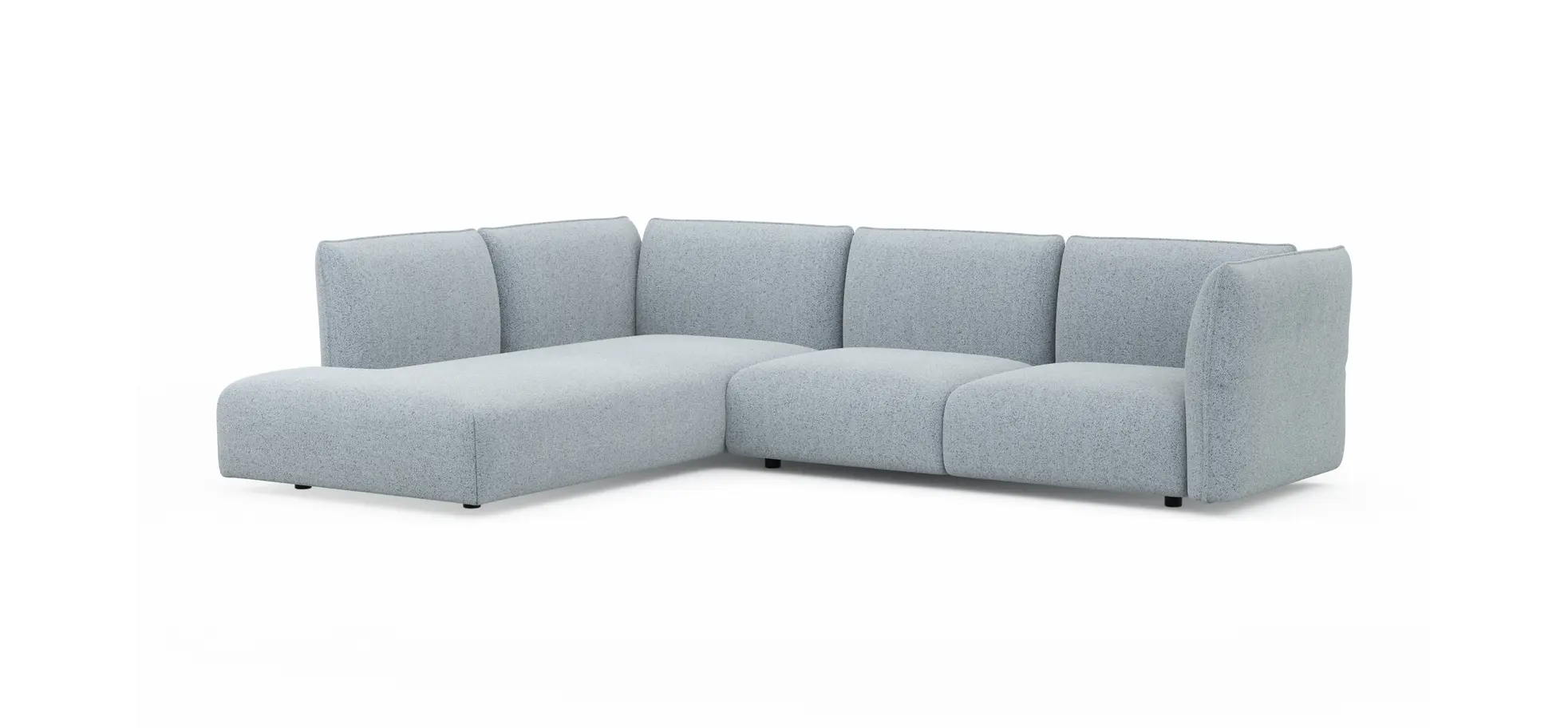 Ecksofa Motone - Ecke links mit 2,5-Sitzer, Stoff, Hellblau
