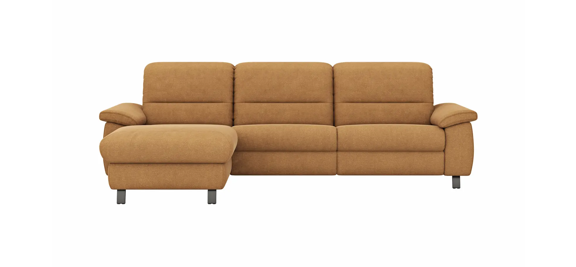 Ecksofa Cornella Classic - Longchair links mit 2-Sitzer, Stoff, Curry 135880