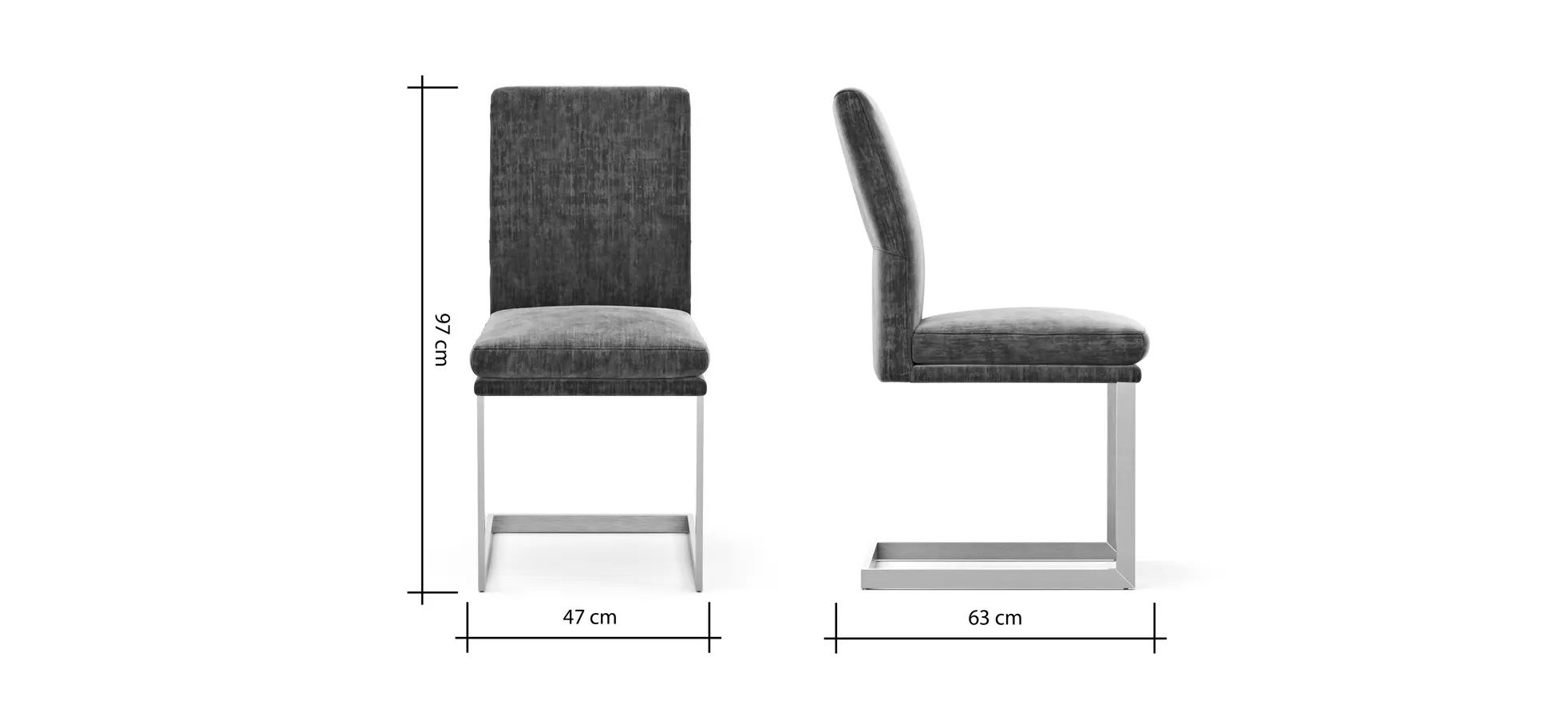 Freischwinger Valloni - Stoff, Dunkelgrau