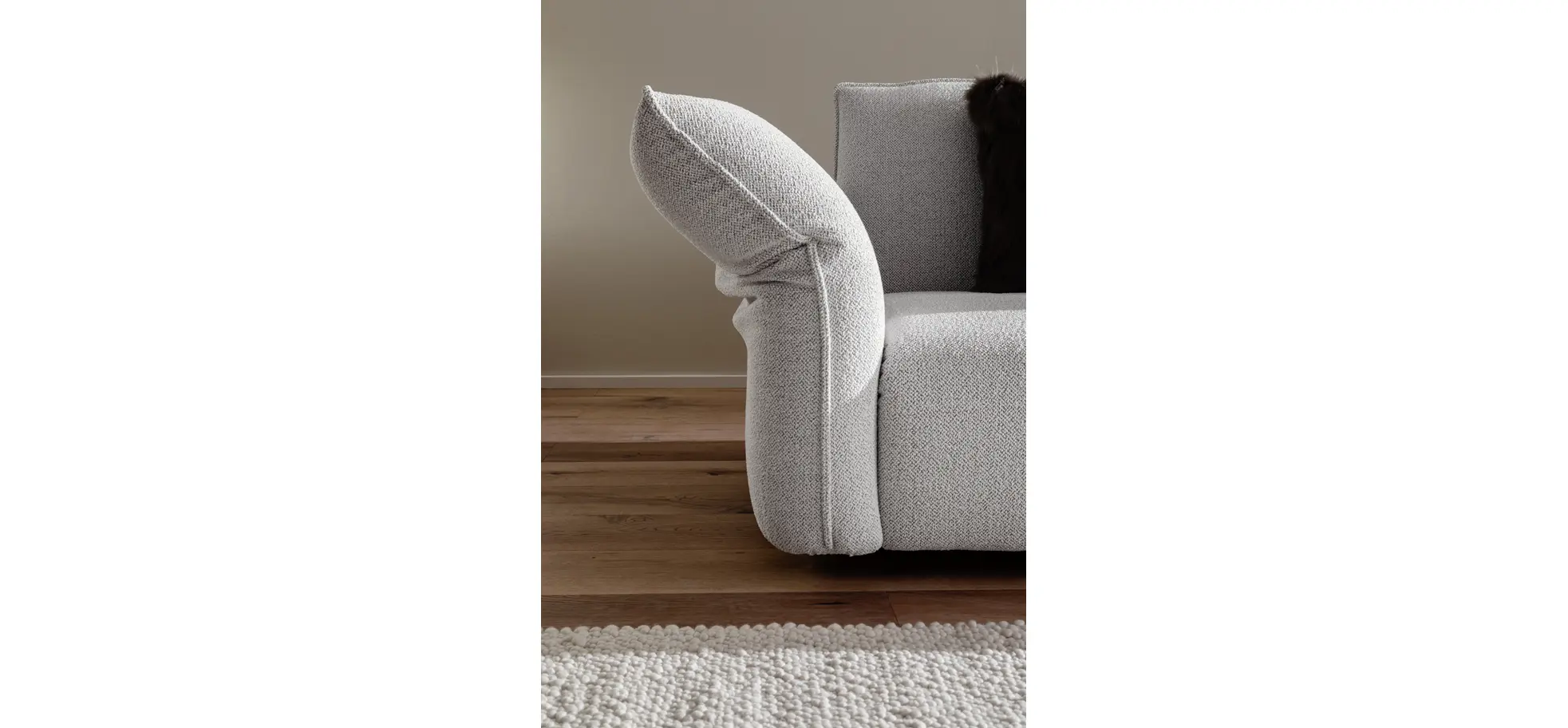 Ecksofa Motone - 2,5-Sitzer mit Ecke rechts, Stoff, Hellgrau