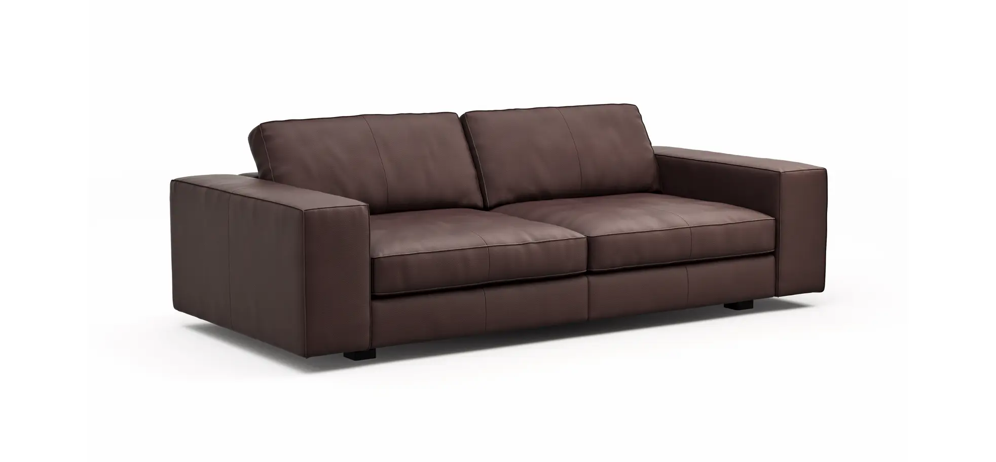 Sofa Aprino 1 - 3,5-Sitzer L, Dickleder, Dunkelbraun, Armlehne Block breit