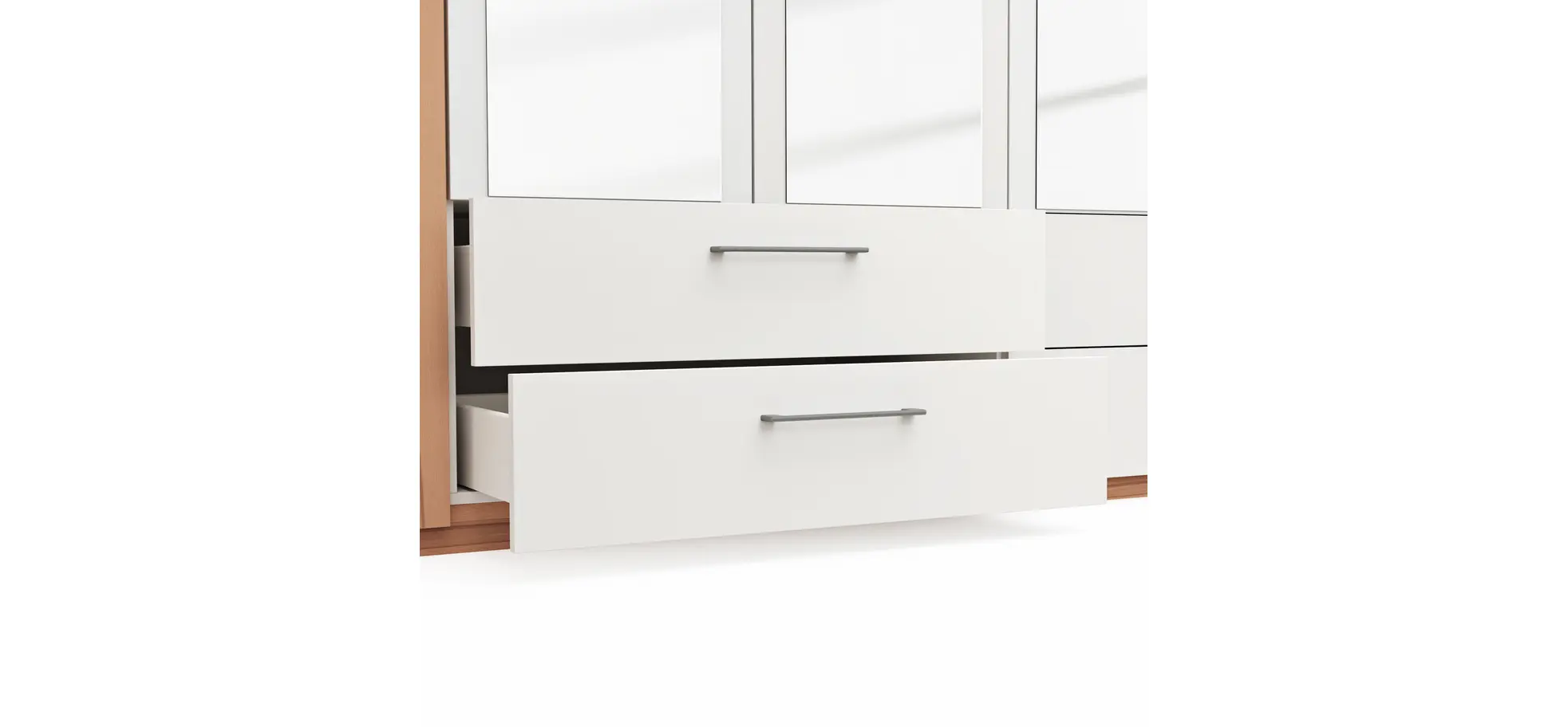 Drehtürenschrank Viana - B. ca. 270 cm, Furnier, Kernbuche, Weiß