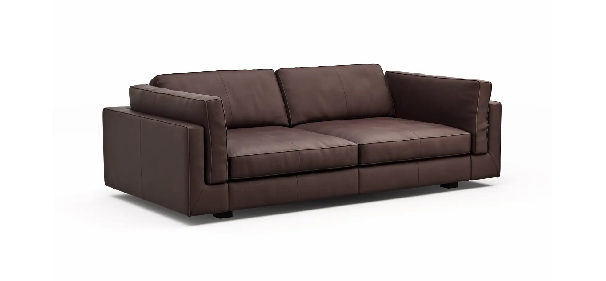 Sofa Aprino 3 - 3,5-Sitzer XL, Dickleder, Dunkelbraun, Armlehne Kissen