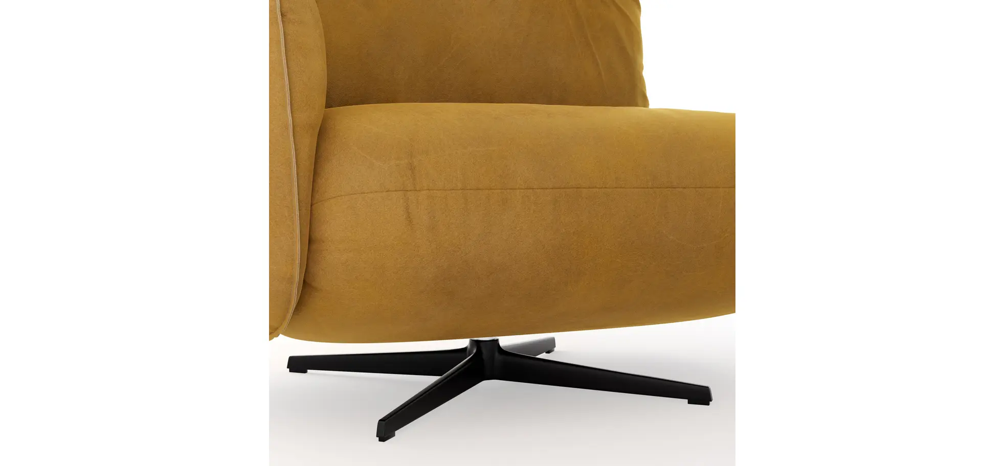 Loungesessel Lovere - Leder, Curry, Armlehne links