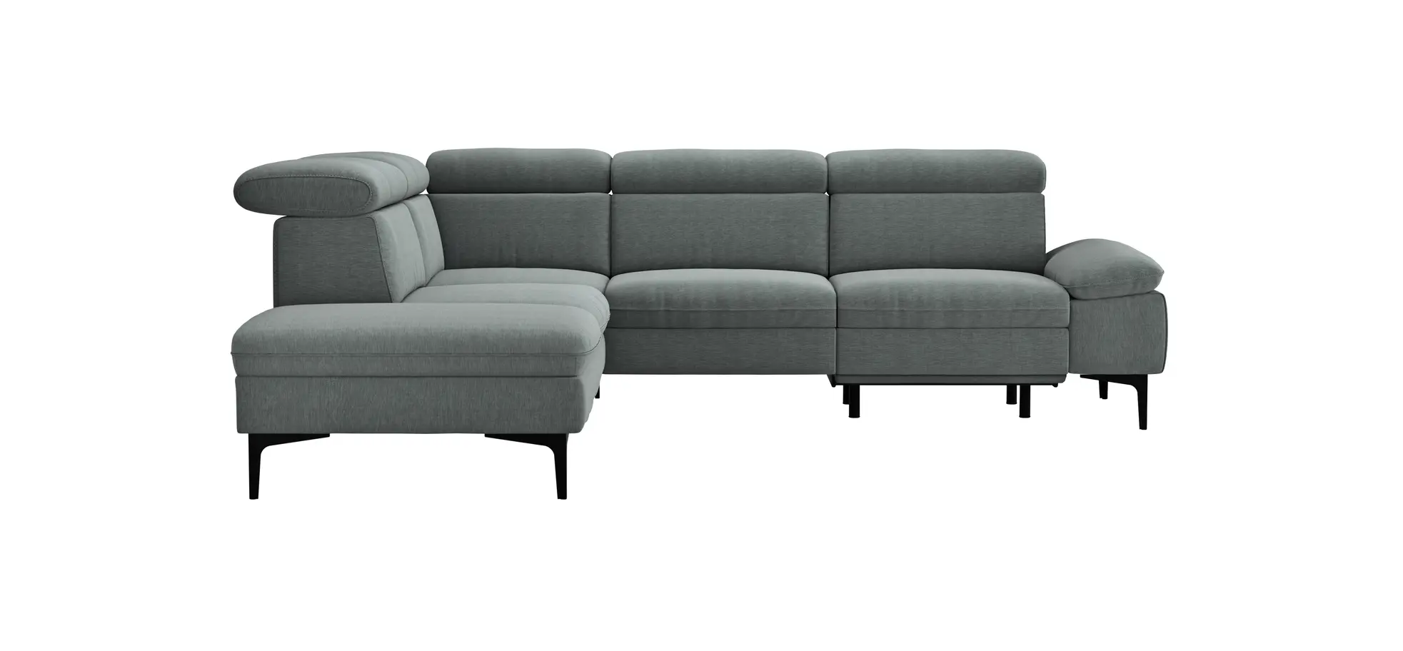 Ecksofa Felipa - Ecke links mit 2,5-Sitzer inkl. Armlehne verstellbar und Rückenlehne/Sitztiefe verstellbar (motorisch), Stoff, Grau 105092