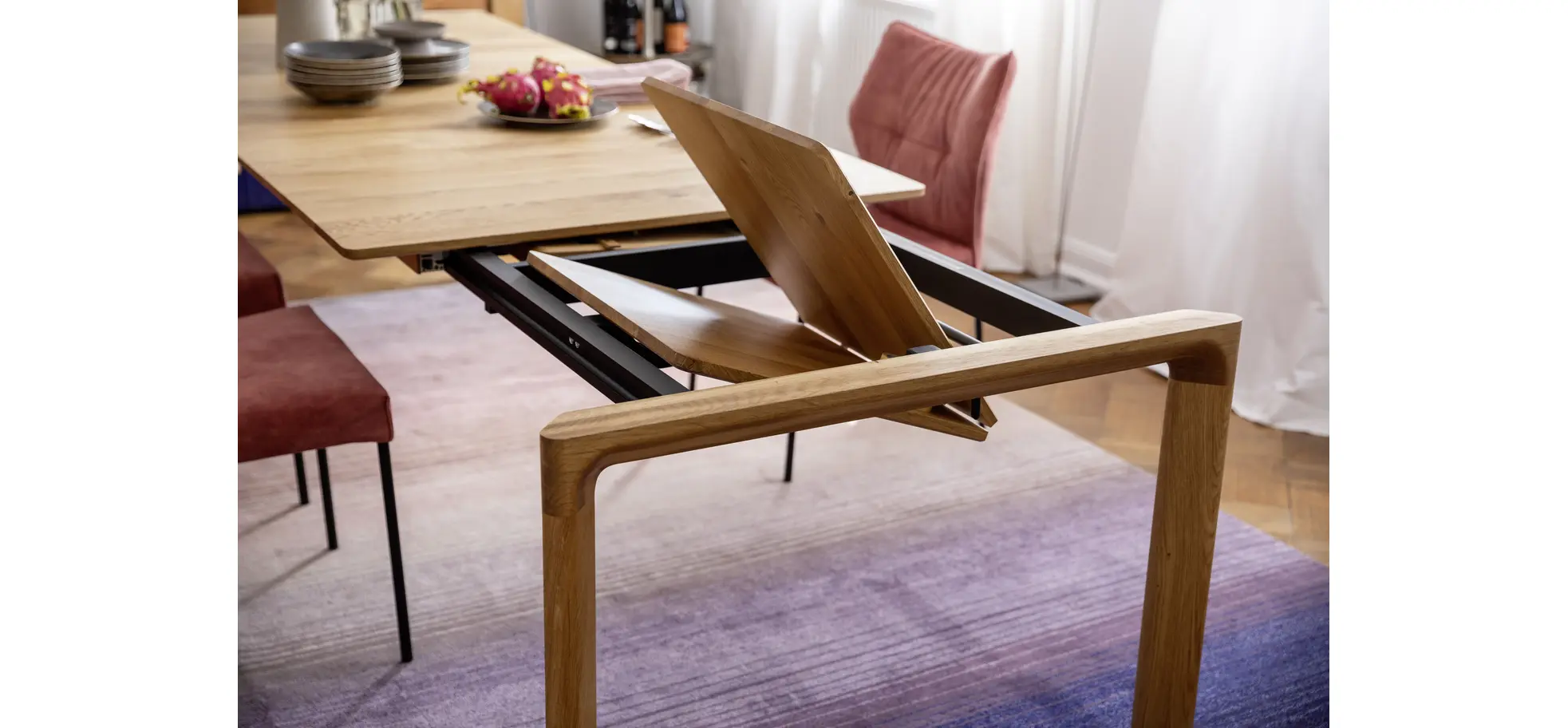 Esstisch 3400 - ausziehbar, LB ca. 220x100cm, Asteiche massiv