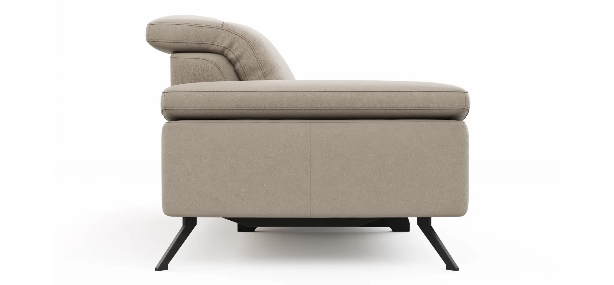 Sofa Rafaela 2.0 - 2,5-Sitzer inkl. 1x Relaxfunktion und Kopfteile verstellbar, Leder, Champagner