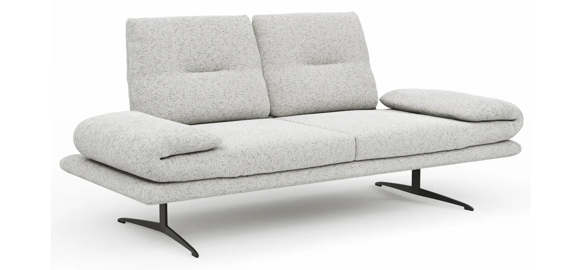 Sofa Lucero 2.0 - 2-Sitzer inkl. Drehsitz, Rollout-Armlehne und Sitztiefe verstellbar, Stoff, Offwhite