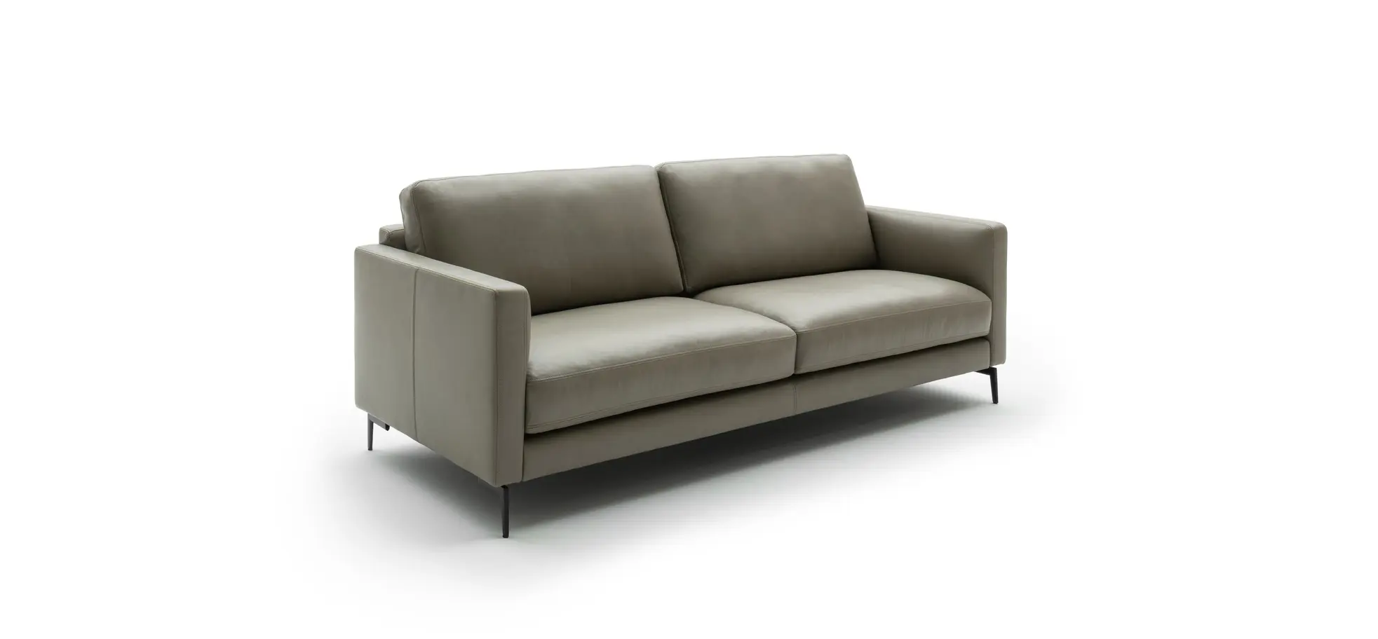 Sofa Cuneo - 2,5-Sitzer, Leder, Graubraun