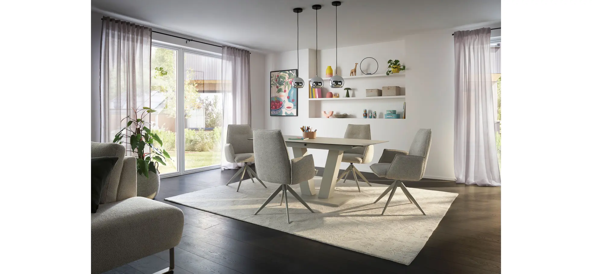 Esstisch Dinner - ausziehbar, LB ca. 160x 90 cm, HPL, Sand