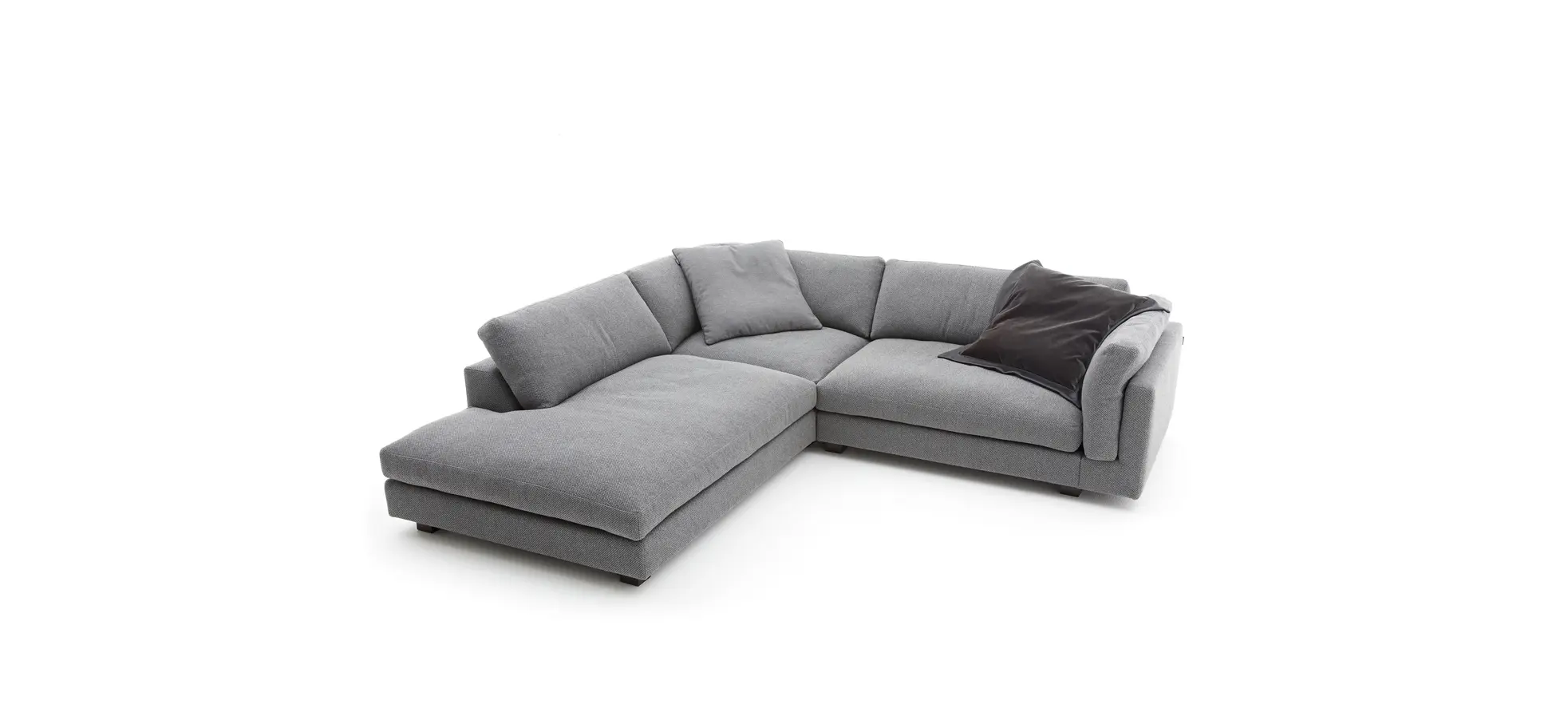 Ecksofa Aprino 3 - Ecke links mit 2,5-Sitzer, Stoff, Grau
