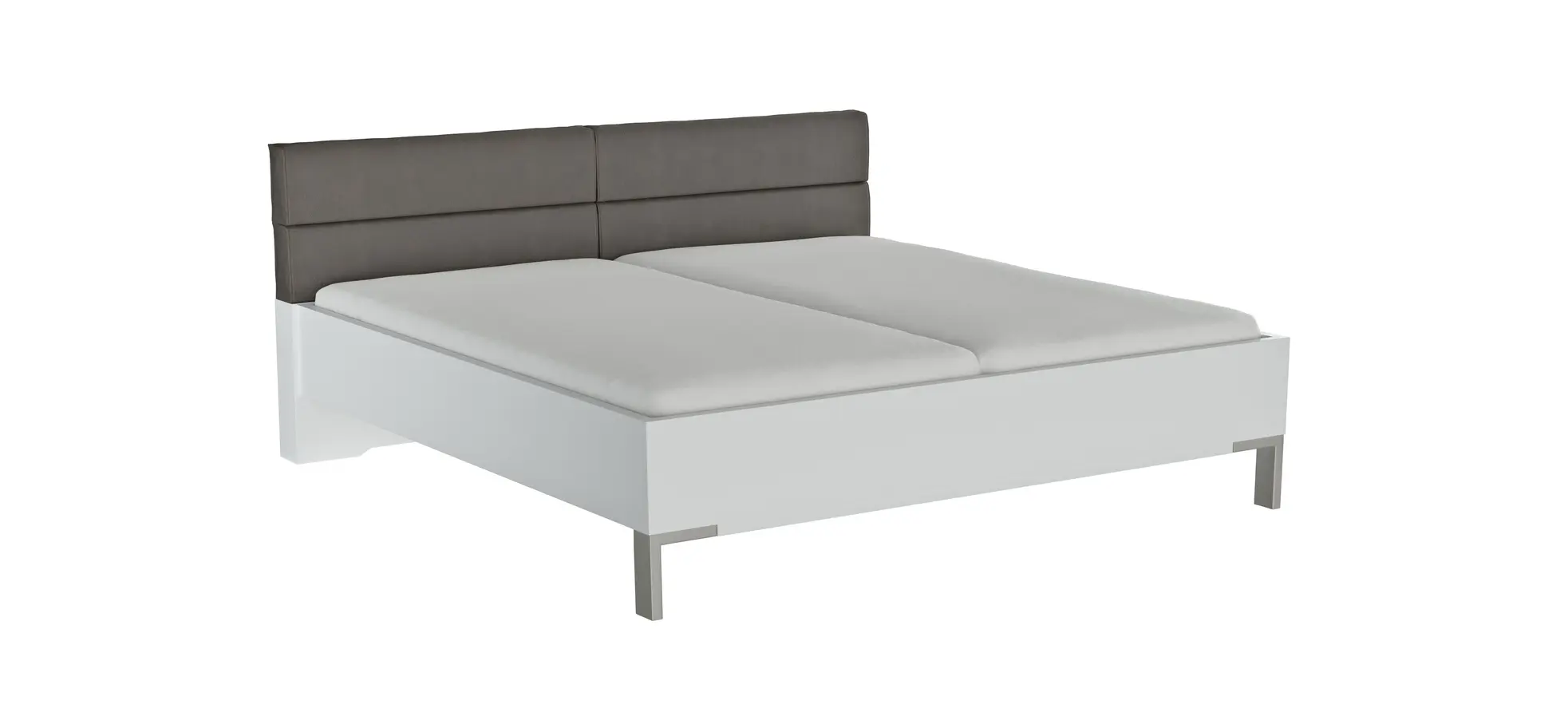 Bett Viana - Liegefläche ca. 200x200 cm, Holzwerkstoff Weiß, Kunstleder Anthrazit 103270