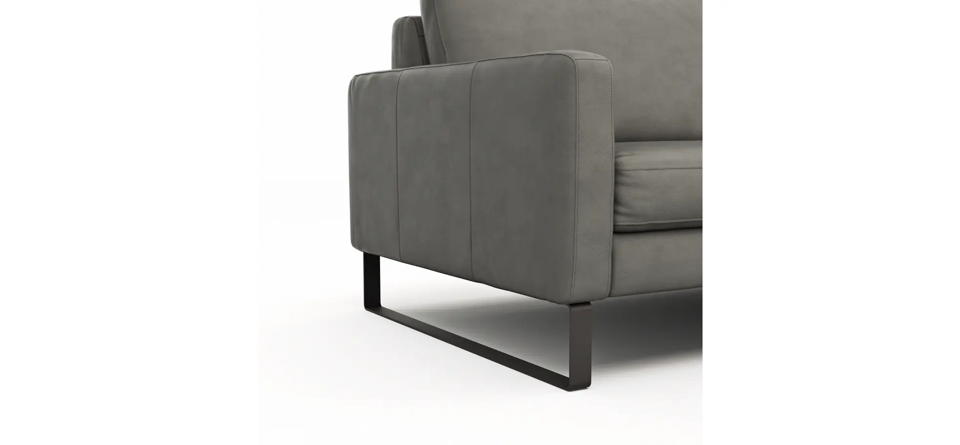 Sofa Enna - 3,5-Sitzer, Leder, Grau