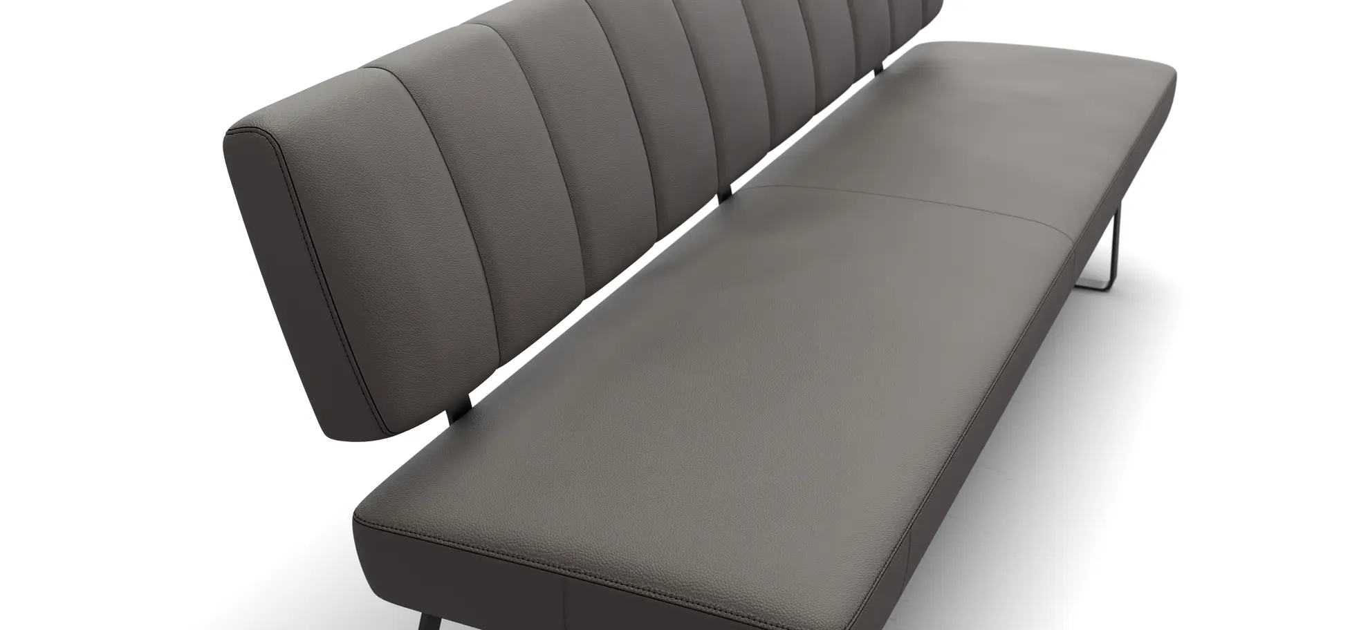 Polsterbank Carmelo - Breite ca. 203 cm, Leder, Steingrau