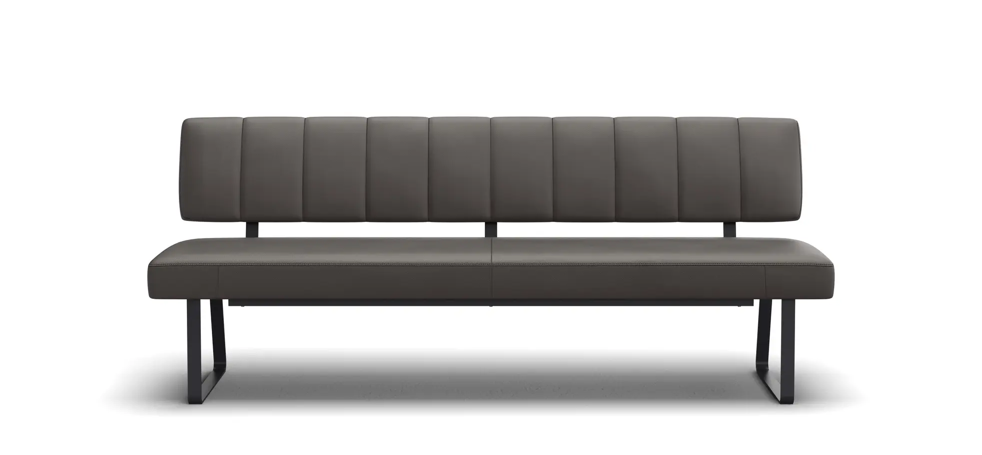 Polsterbank Carmelo - Breite ca. 203 cm, Leder, Steingrau