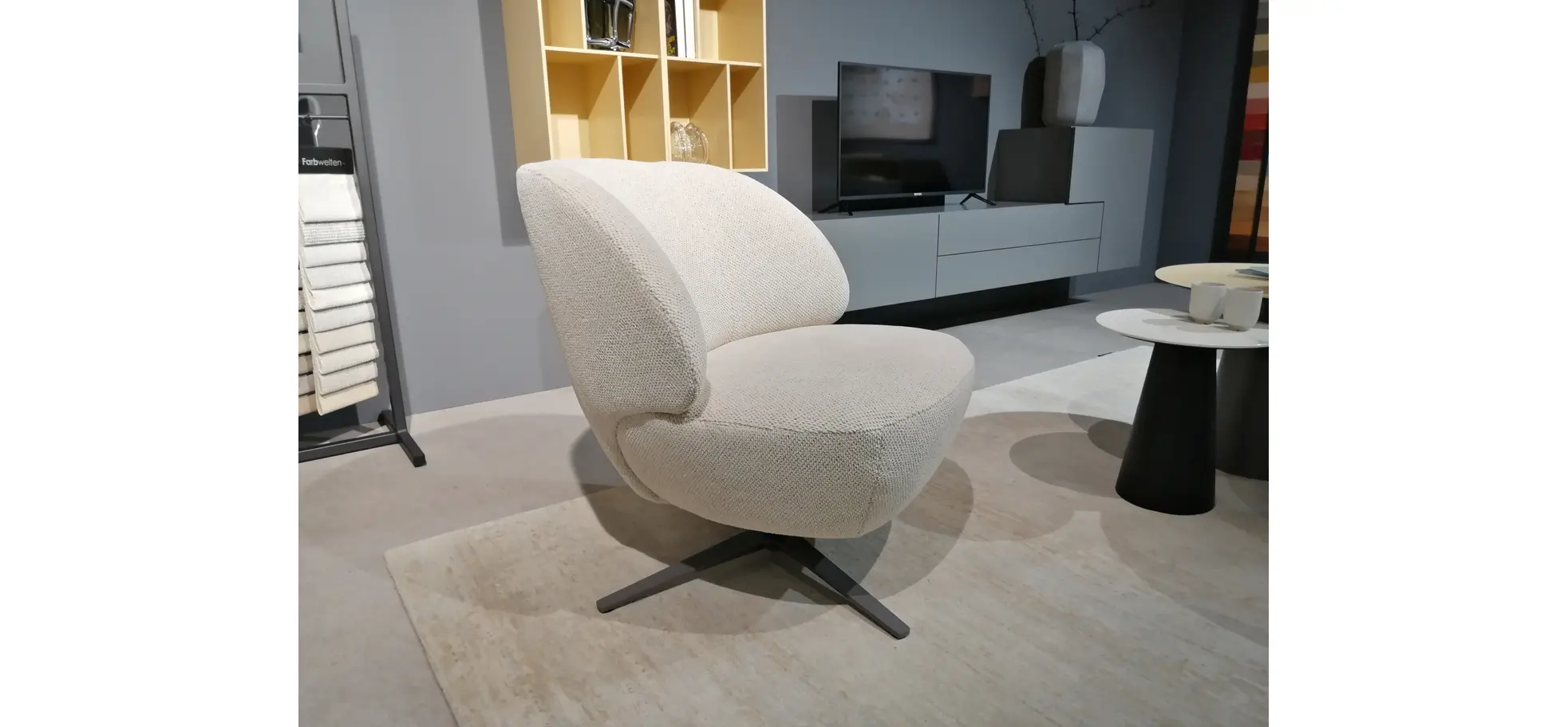 Sessel Caruso II - Drehbar, Stoff, Ecru 9151182