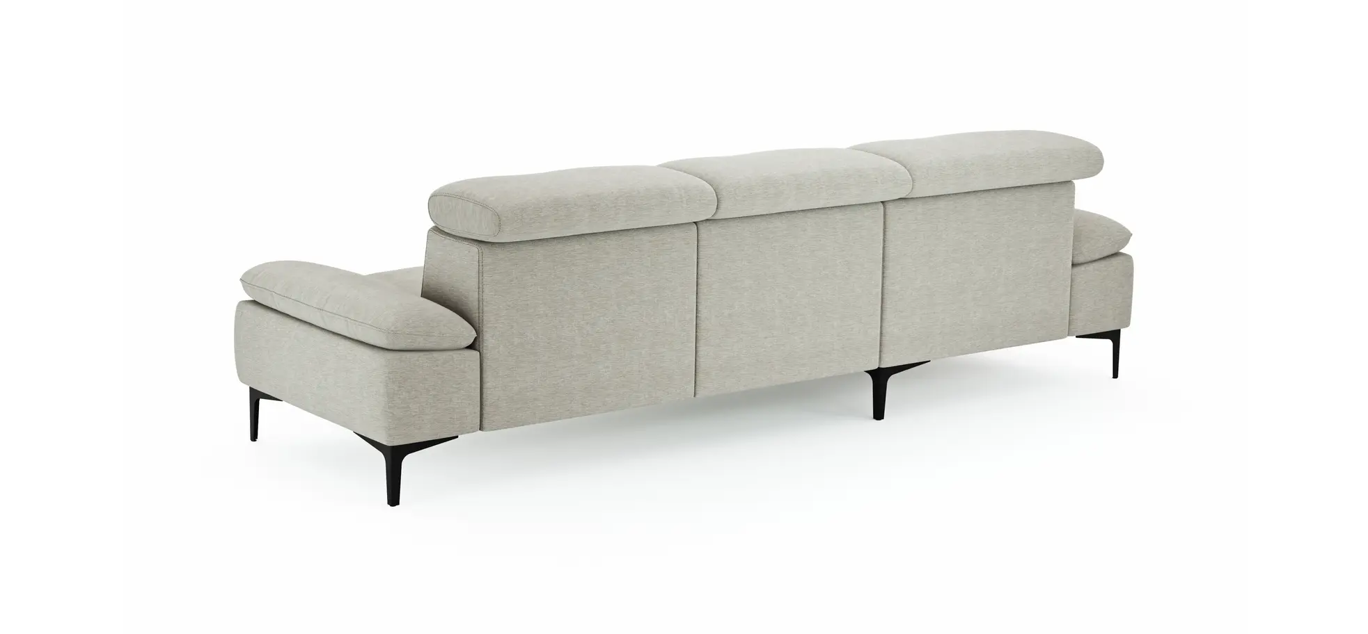 Ecksofa Felipa - Longchair links mit 2,5-Sitzer inkl. Kopfteil verstellbar, Stoff, Natur