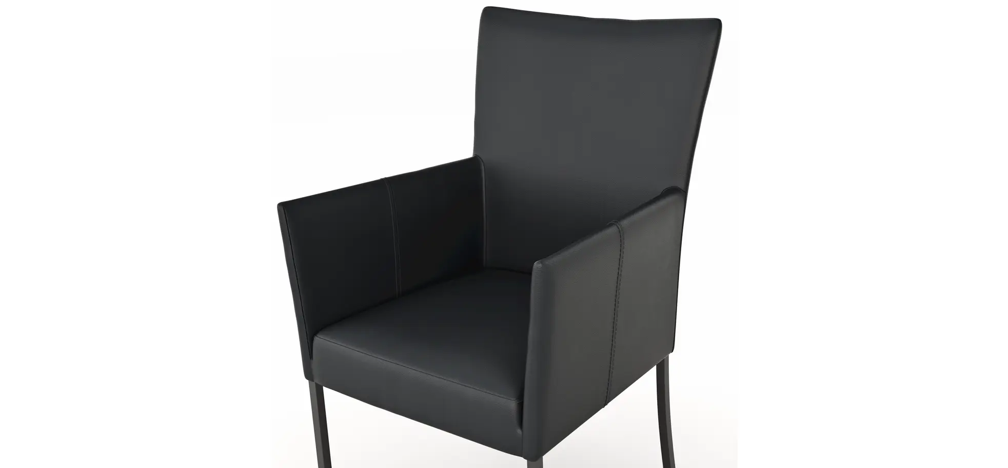 Armlehnstuhl Penthouse - Leder, Schwarz, 4 Fuß, Metall, Schwarz