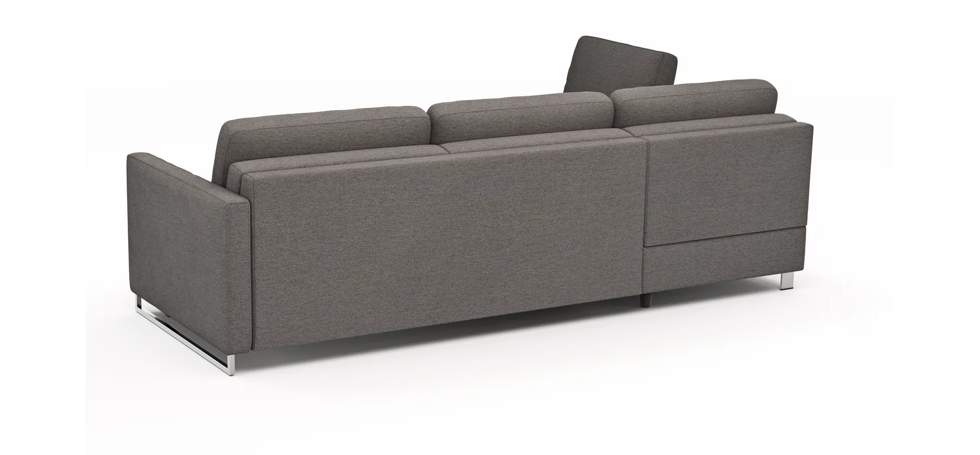 Ecksofa Nuoro - Longchair links mit 2-Sitzer inkl. Schlaffunktion und Bettkasten, Stoff, Grau