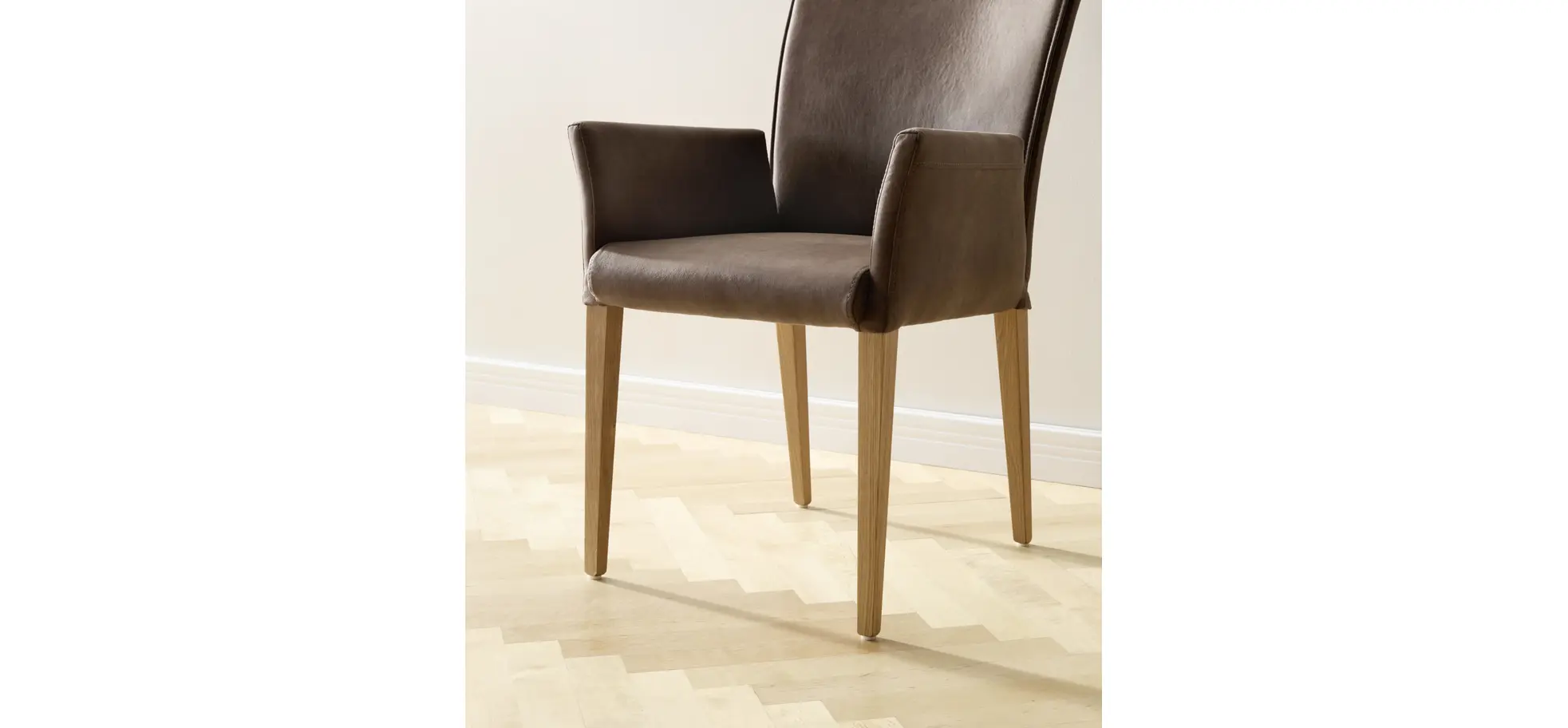 Armlehnstuhl Florea - Stoff, Dunkelbraun